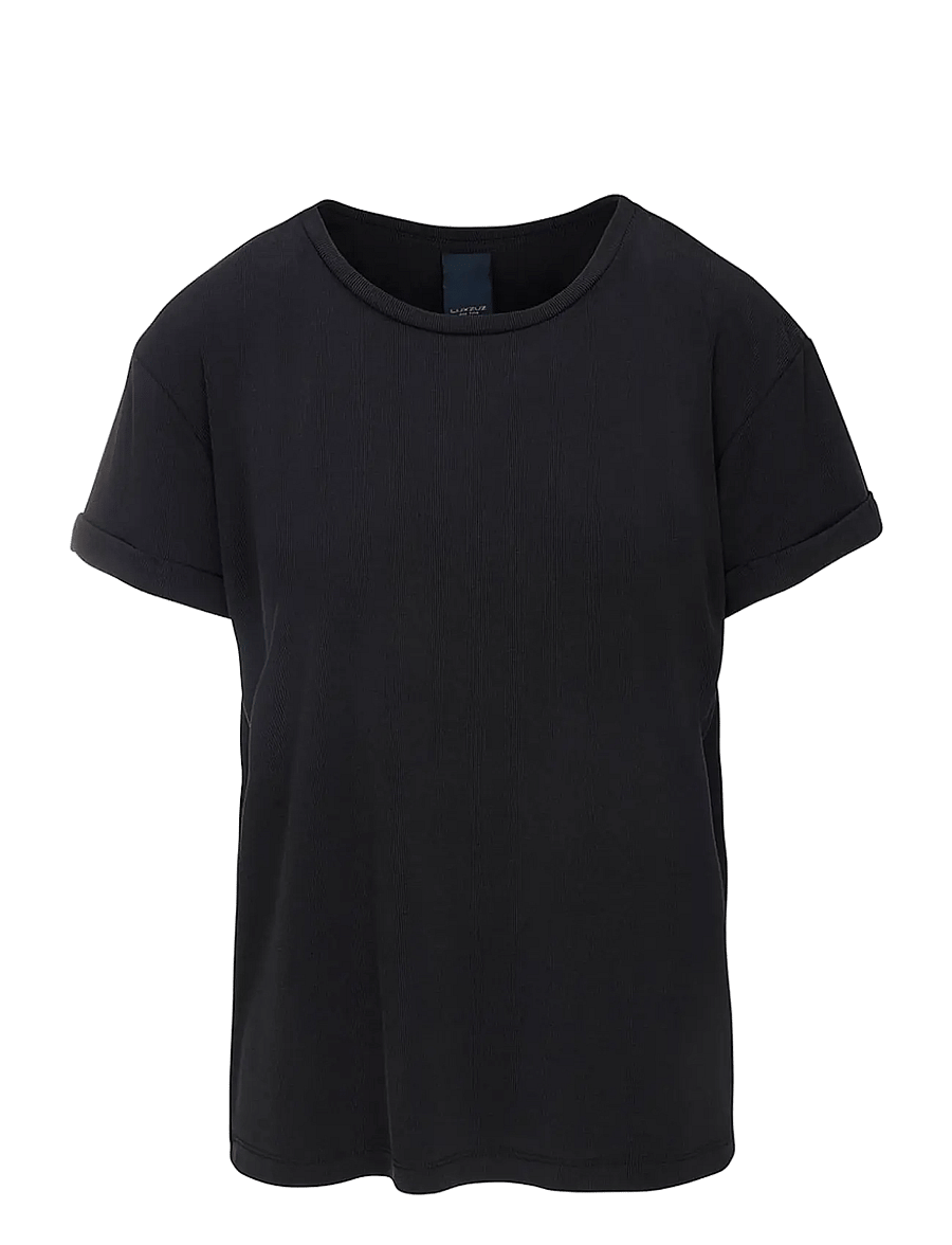 Luxzuz - Karin Fine Rib T-shirt - t-shirts - 999 black - 1