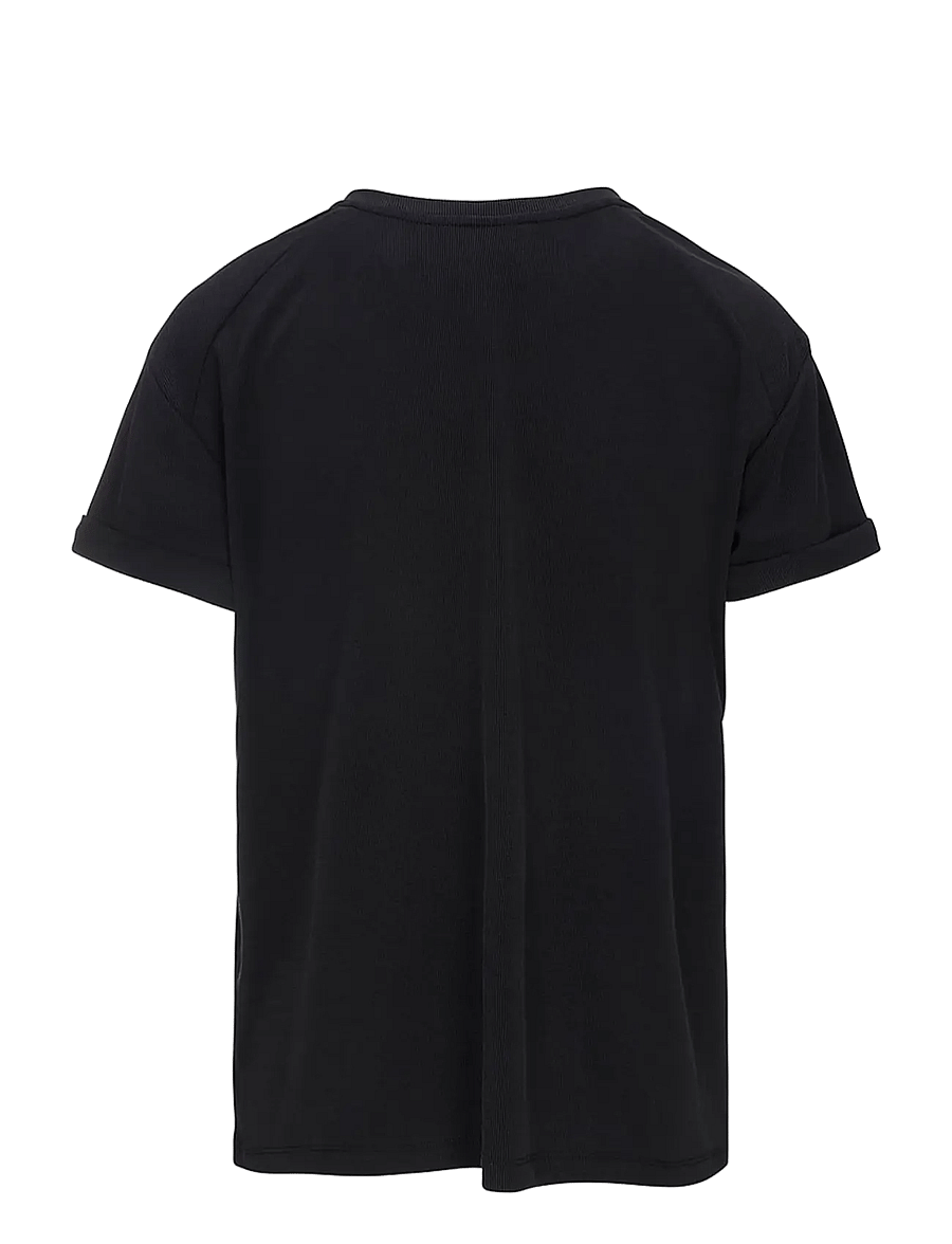 Luxzuz - Karin Fine Rib T-shirt - t-shirts - 999 black - 2