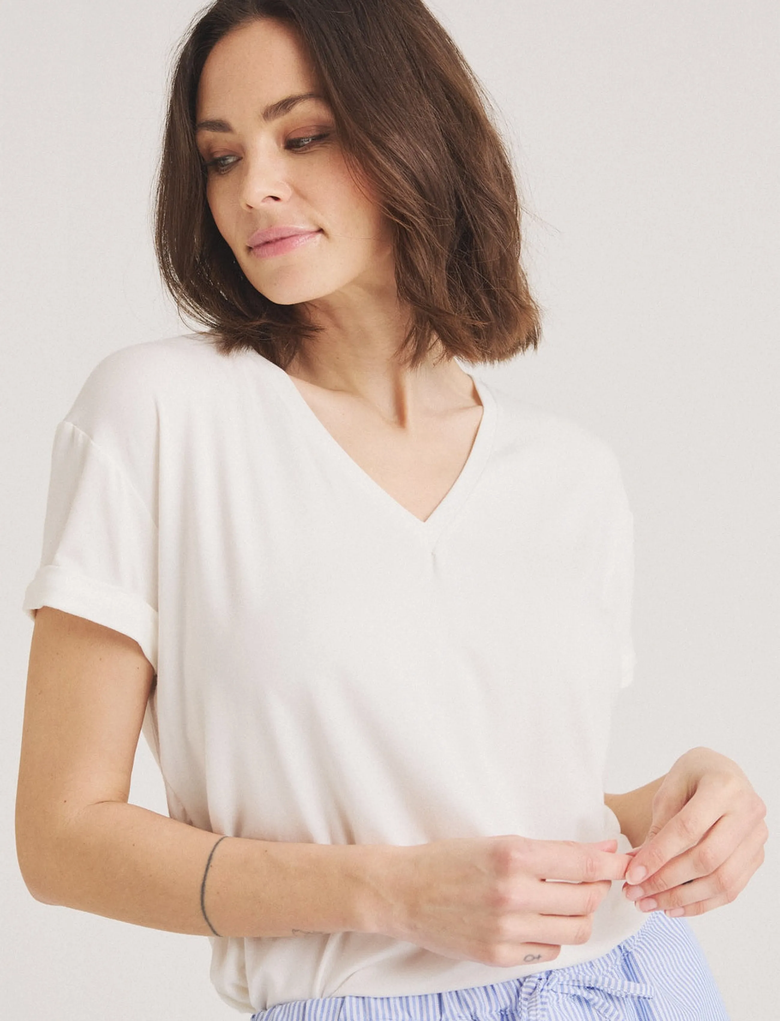 Luxzuz Karvi Bamboo T-Shirt - T-Shirts & Tops - 737 CREAM / cream