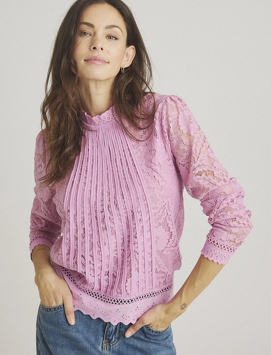 Luxzuz - Laizy Blouse - langärmelige blusen - 368 pink nectar - 0