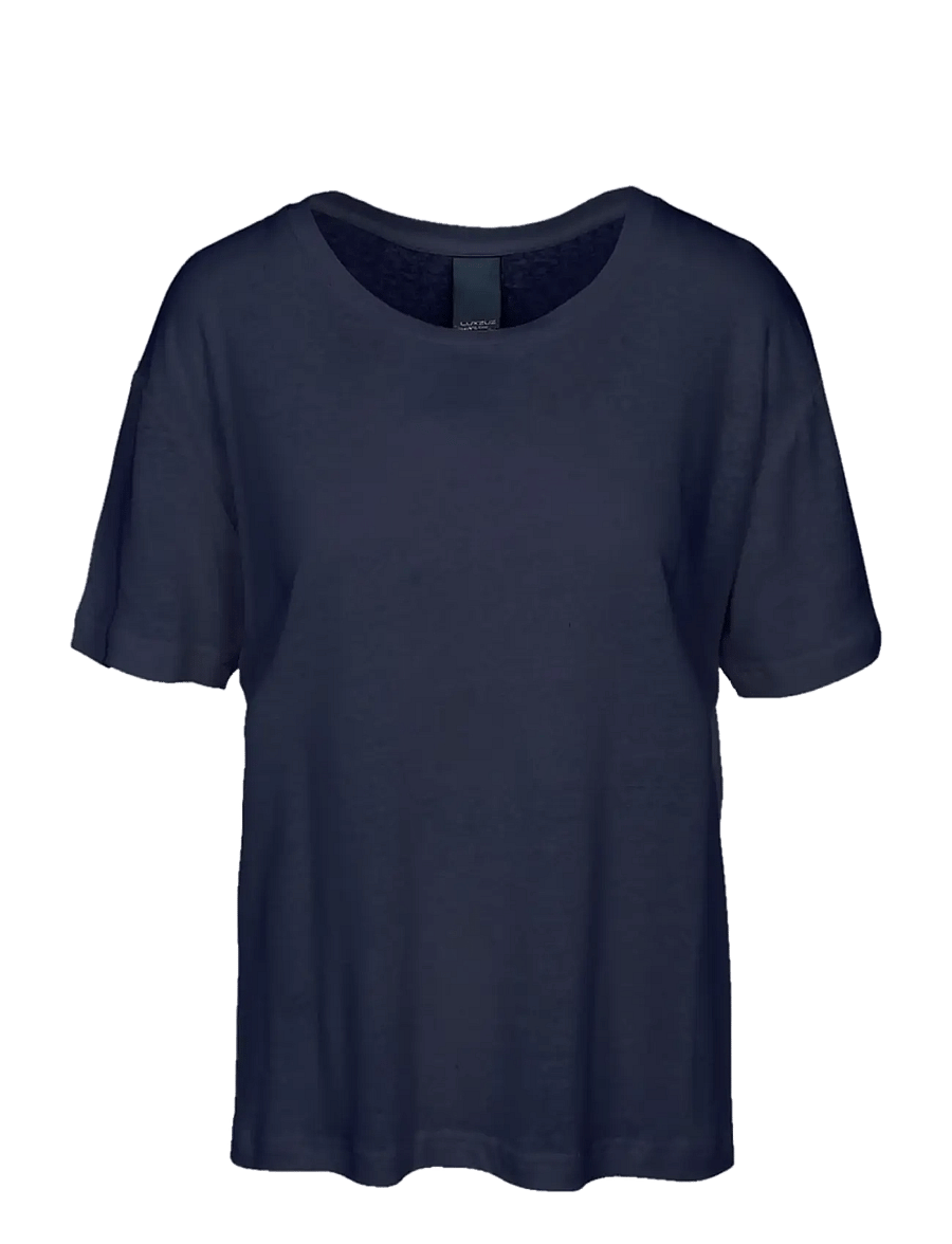 Luxzuz - Essenti Linen T-Shirt - t-shirts - 575 navy blue - 0