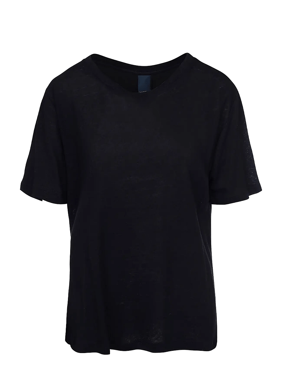 Luxzuz - Essenti Linen T-Shirt - t-shirts - 999 black - 0