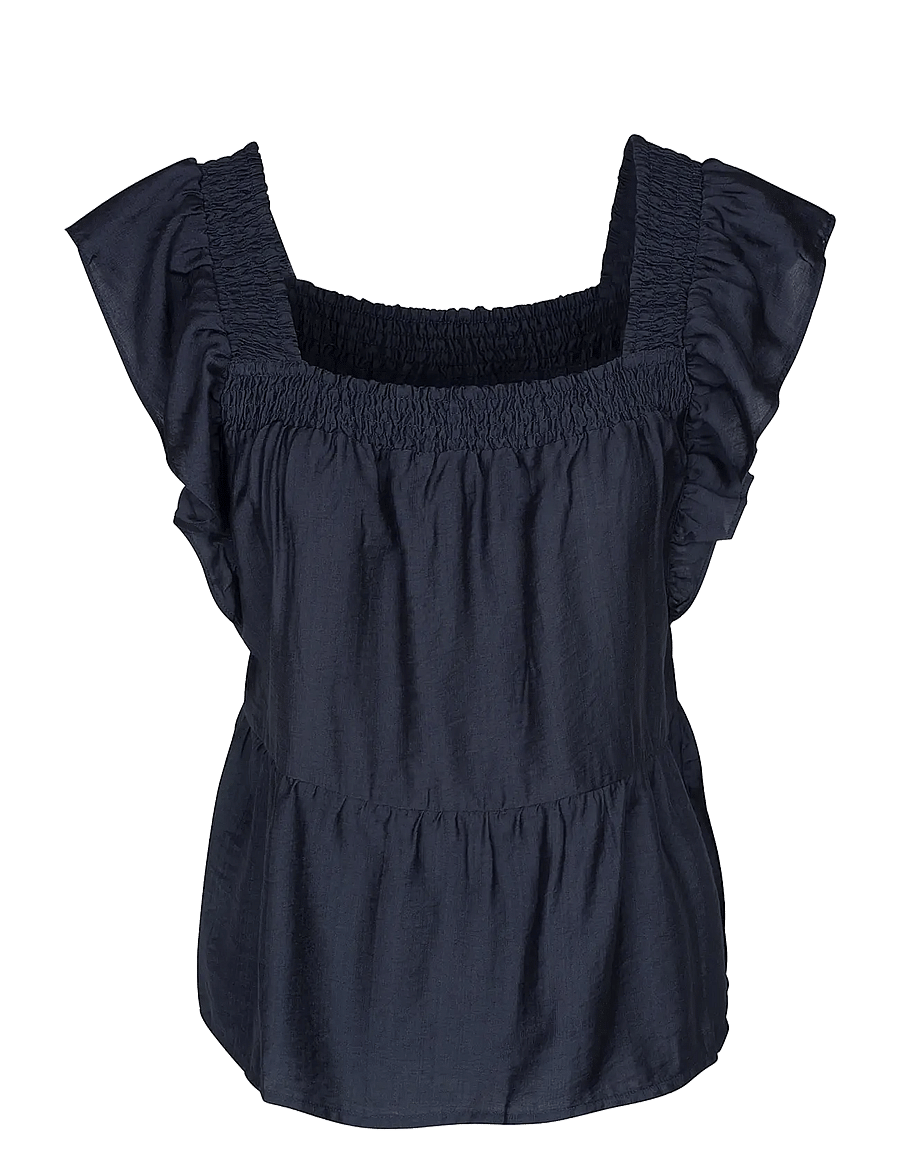 Luxzuz - Rufusine Blouse - kurzärmelige blusen - 575 navy blue - 1