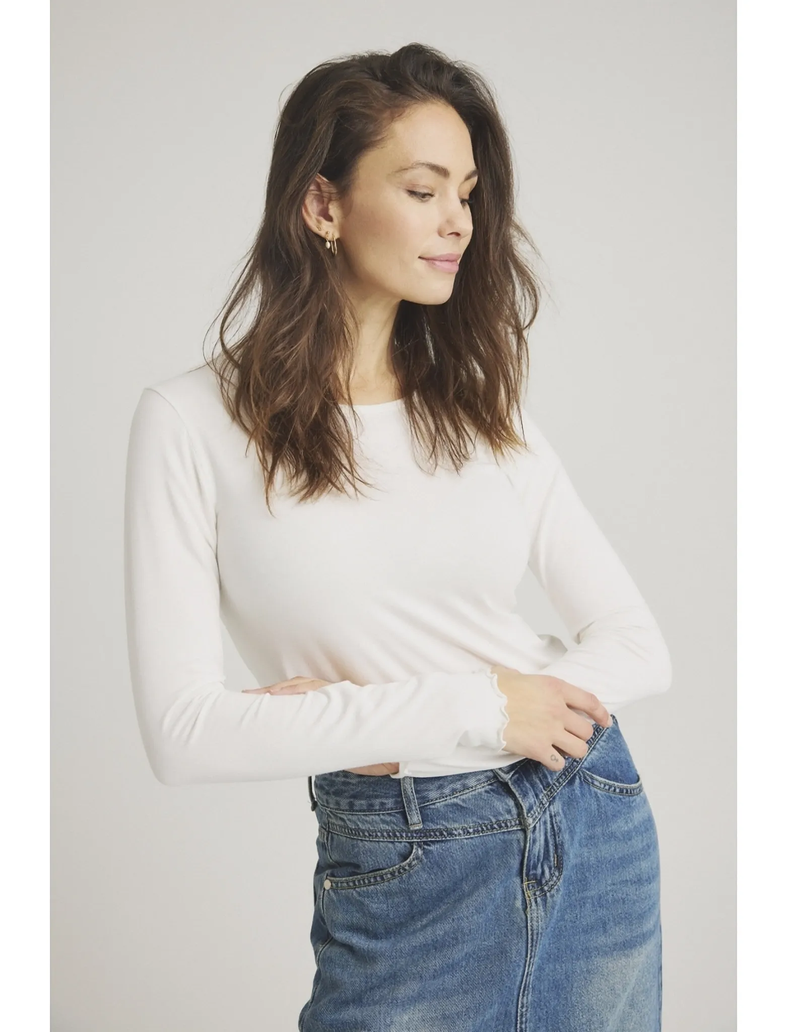Luxzuz - Sigba Bamboo T-shirt - efterårstøj - 737 cream - 0
