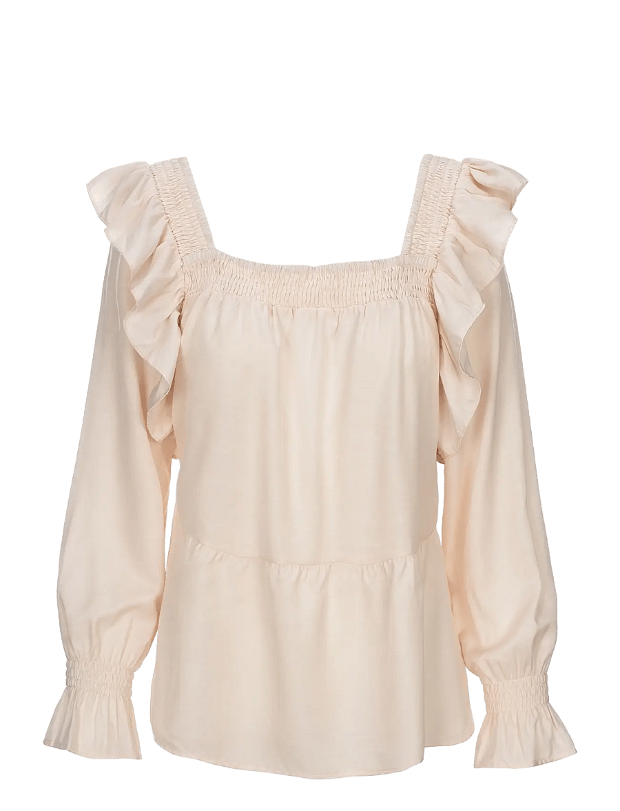 Luxzuz - Rufusana Blouse - langärmelige blusen - 740 buttercream - 1