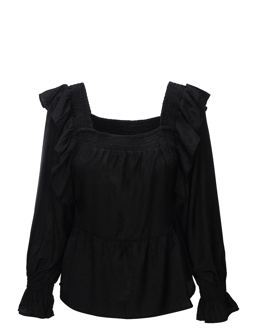 Luxzuz - Rufusana Blouse - langärmelige blusen - 999 black - 1