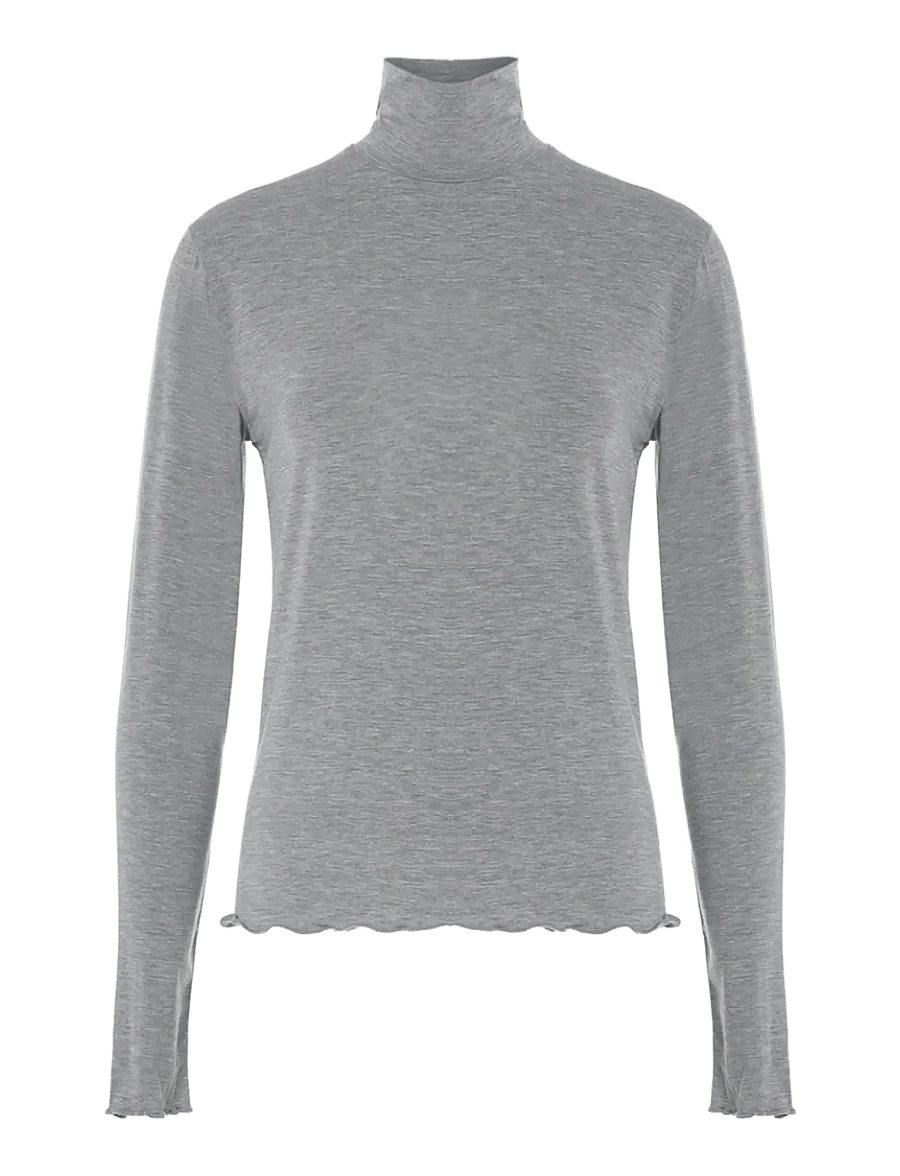 Luxzuz - Jachio Bamboo Rollneck - langärmlige tops - 821 grey marl - 0