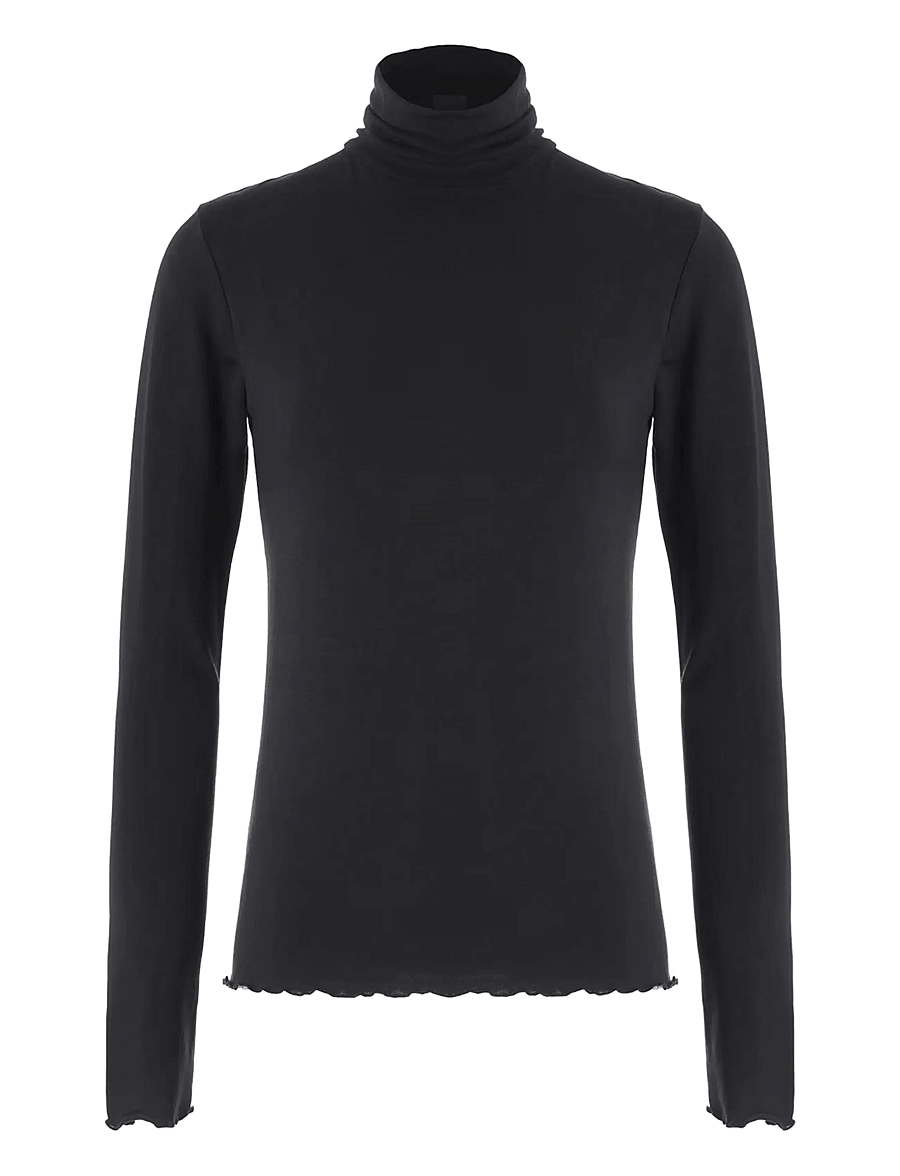 Luxzuz - Jachio Bamboo Rollneck - langärmlige tops - 999 black - 0