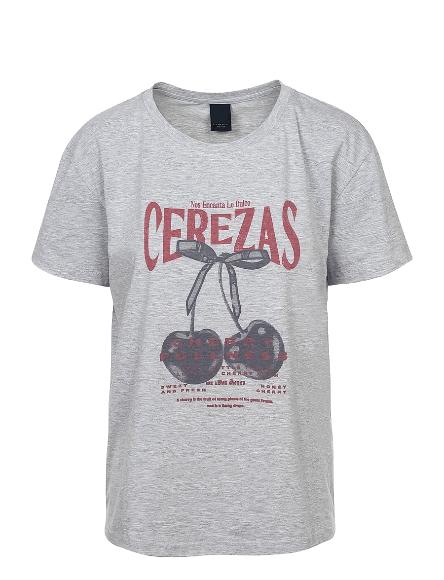Luxzuz - Cerez T-shirt - t-shirts - 808 light grey melange - 1