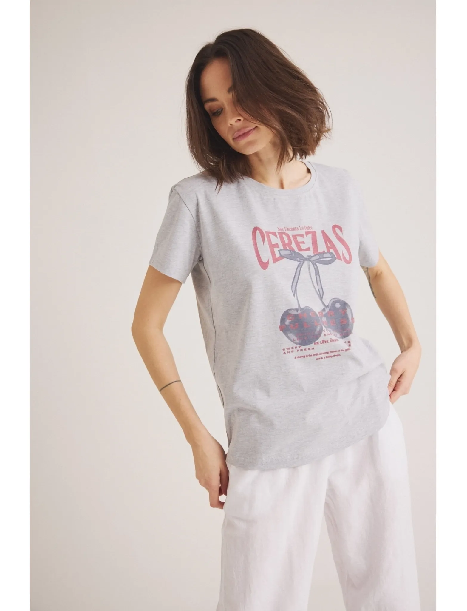 Luxzuz Cerez T-shirt - T-Shirts & Tops - 808 LIGHT GREY MELANGE / grey