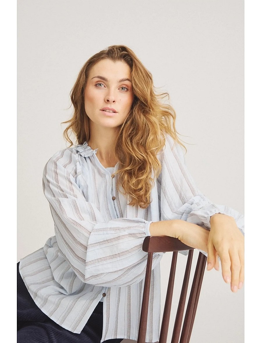 Luxzuz - Chalina Shirt - langärmlige hemden - 503 blue fog - 0