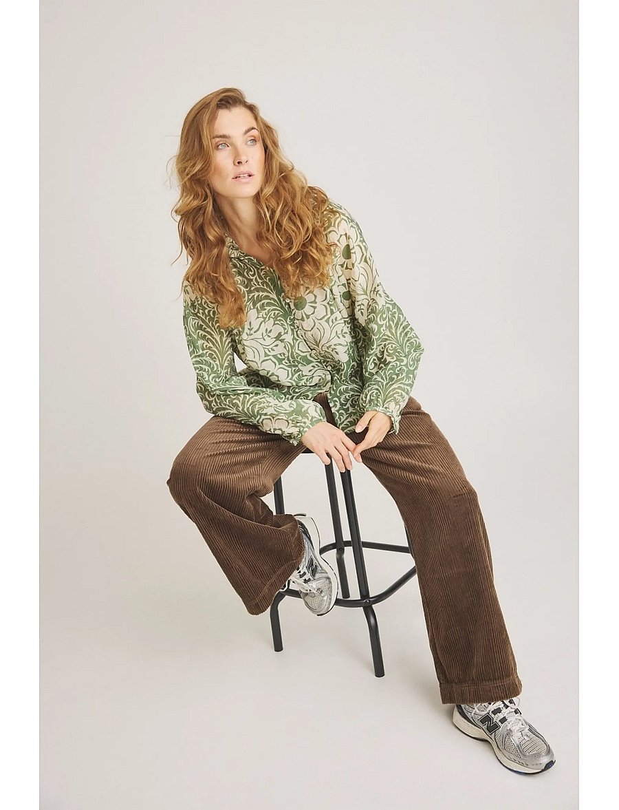 Luxzuz - Chalina Shirt - langärmelige blusen - 631 bronze green - 0