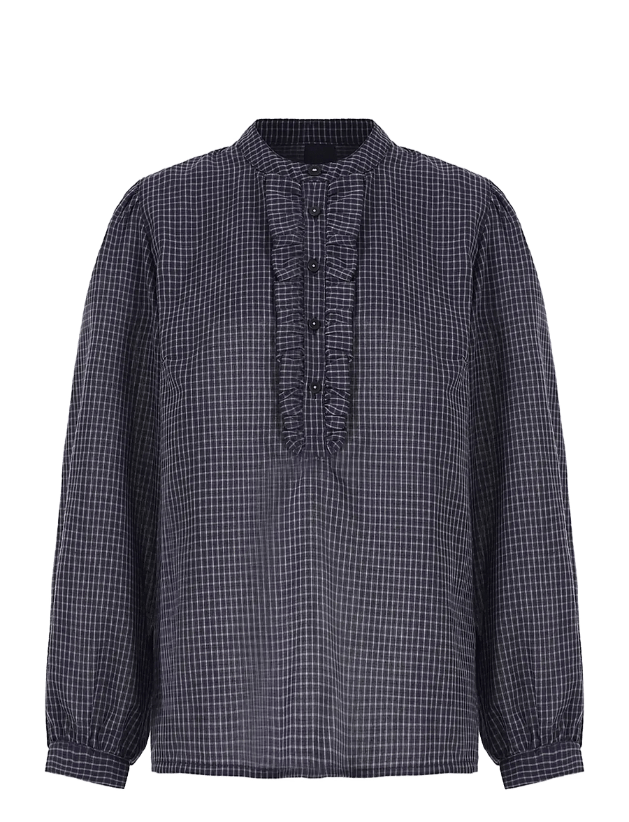 Luxzuz - Anso Blouse - langärmelige blusen - 577 night blue - 0