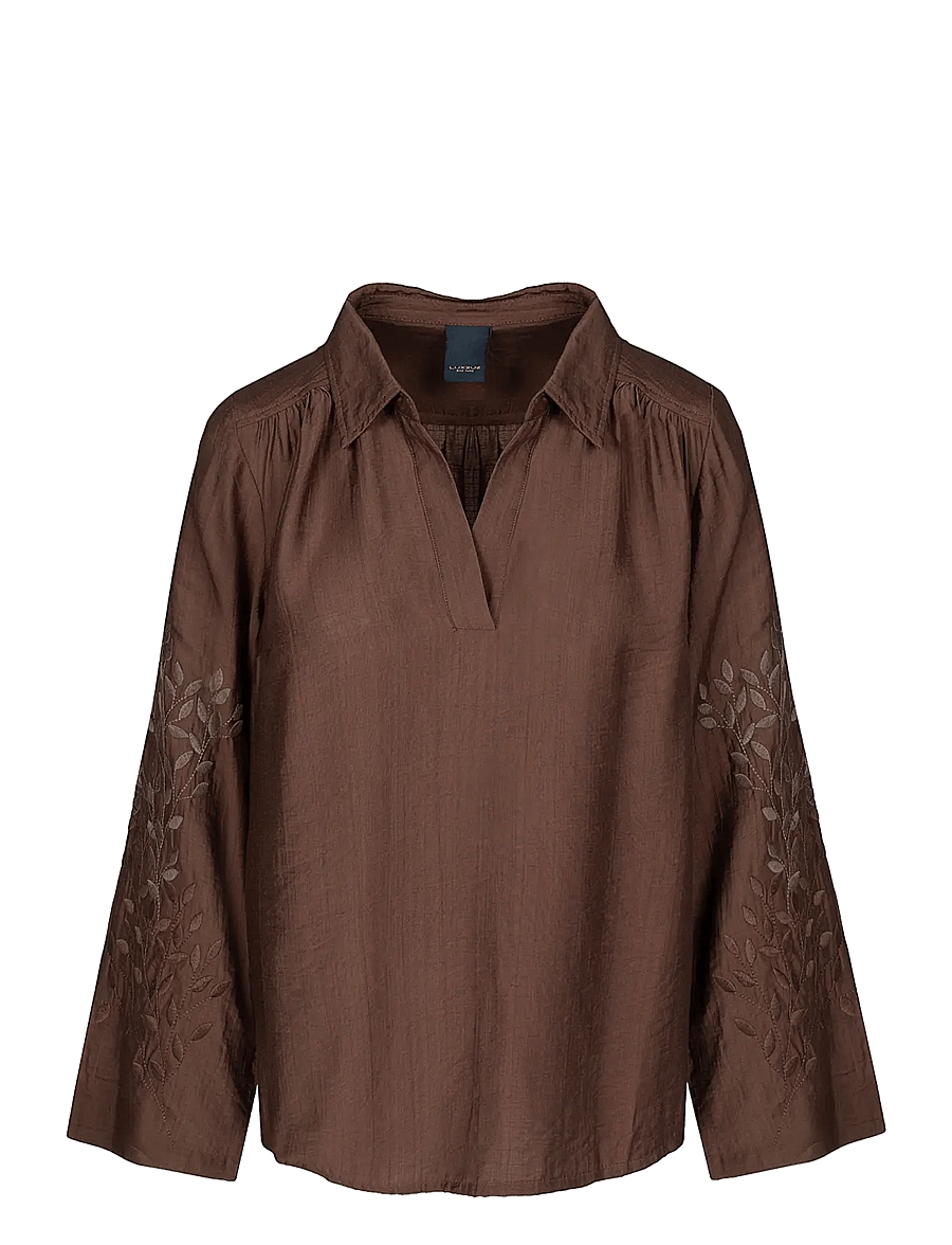 Luxzuz - Siwano Blouse - langärmelige blusen - 718 suitcase brown - 1