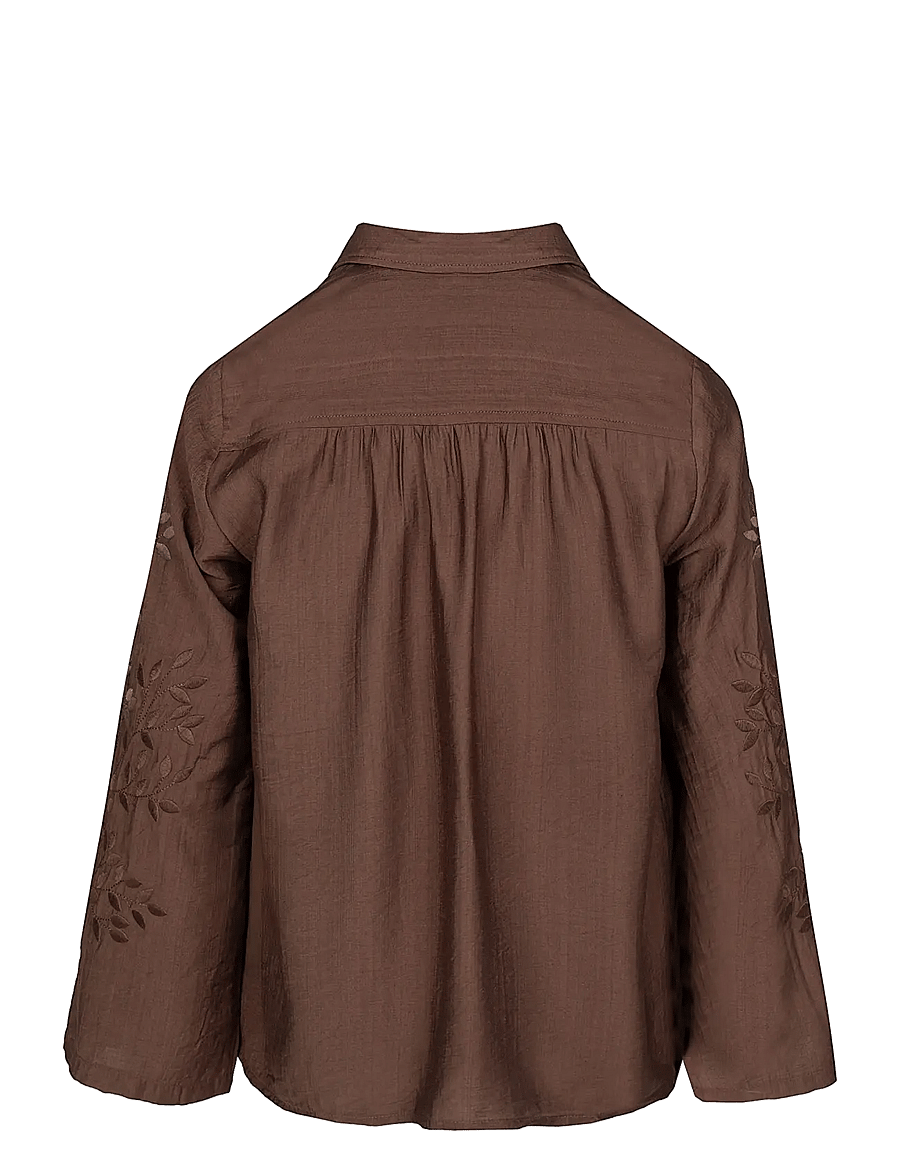 Luxzuz - Siwano Blouse - langärmelige blusen - 718 suitcase brown - 2