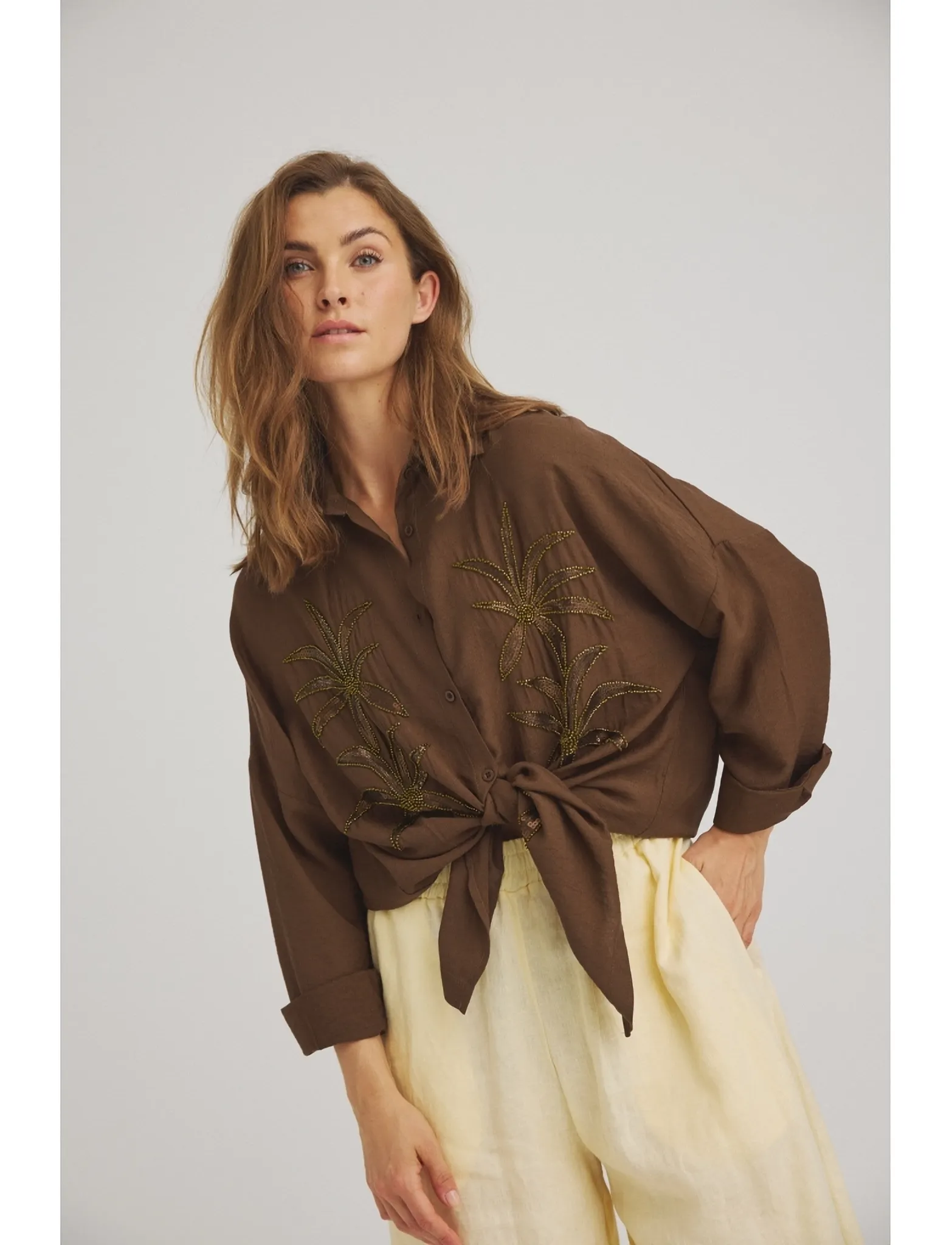 Luxzuz - Alexandrine Shirt - langærmede skjorter - dark brown - 0
