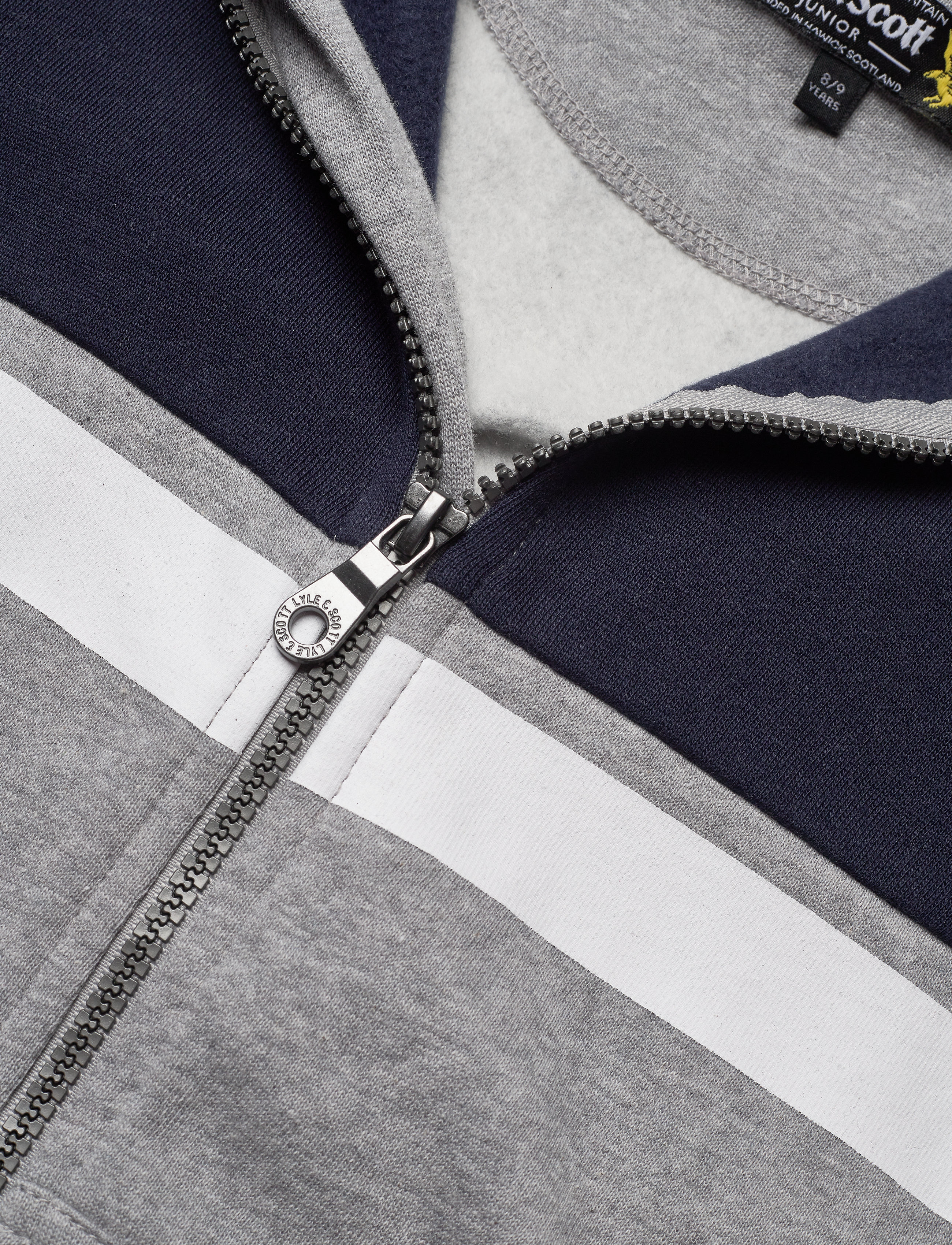 Lyle & Scott Junior - Yoke Stripe Zip Through Hoodie Navy Blazer - vintage grey heather - 2