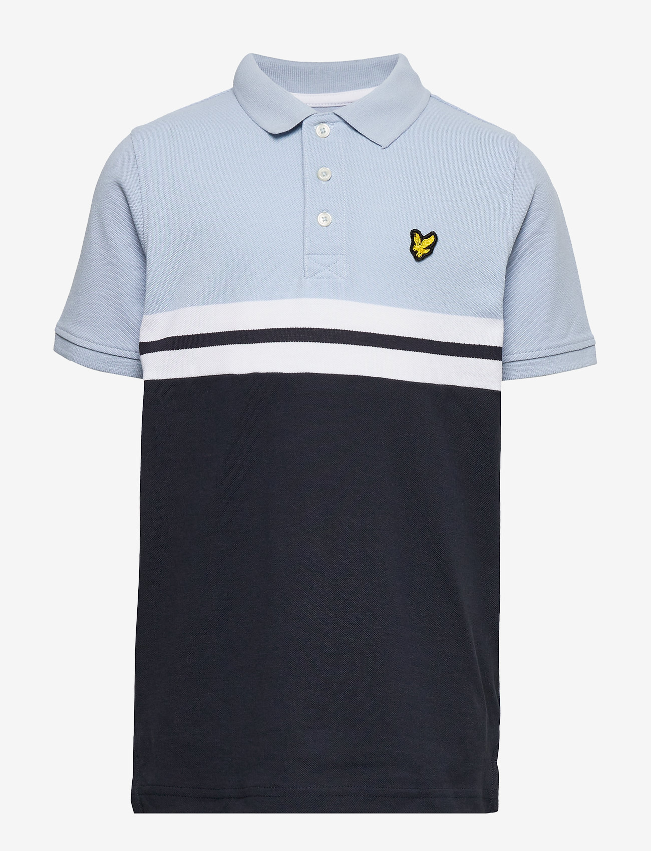 Lyle & Scott Junior - Yoke Stripe Polo Bright White - chambray blue - 0