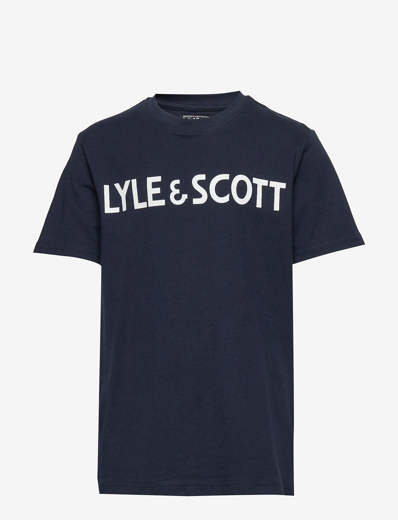 Lyle & Scott Junior - Lyle & Scott Text Tee Bright White - navy blazer - 0