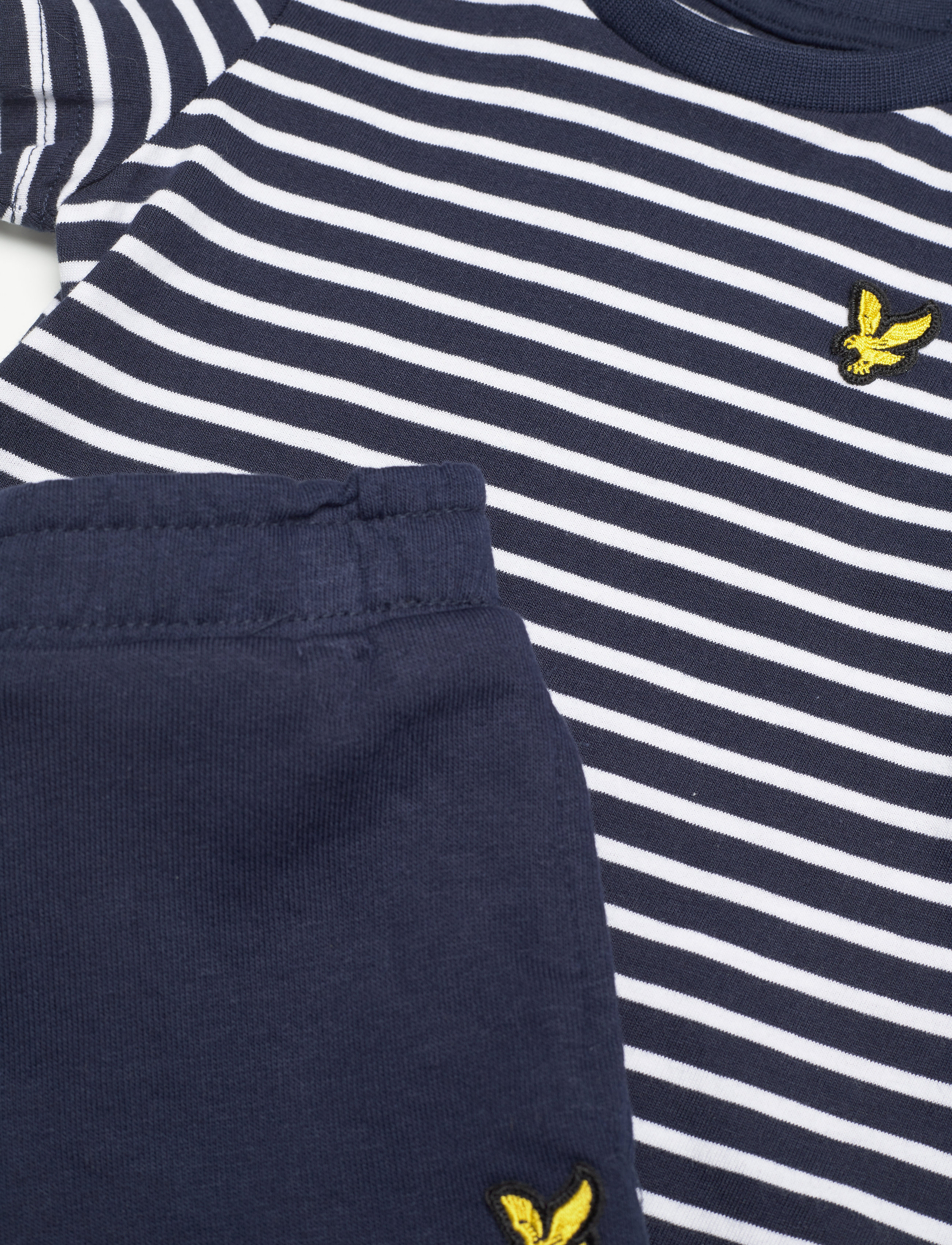 Lyle & Scott Junior - Breton Stripe Tee and LB Short Set - navy blazer - 2