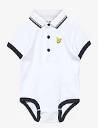 Tipped Polo Romper Hanging - BRIGHT WHITE