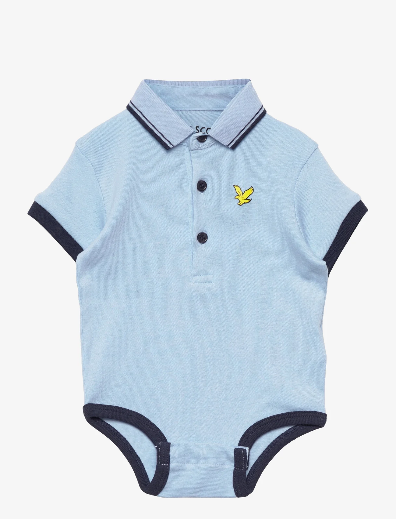 Lyle & Scott Junior - Tipped Polo Romper Hanging - lowest prices - chambray blue - 0