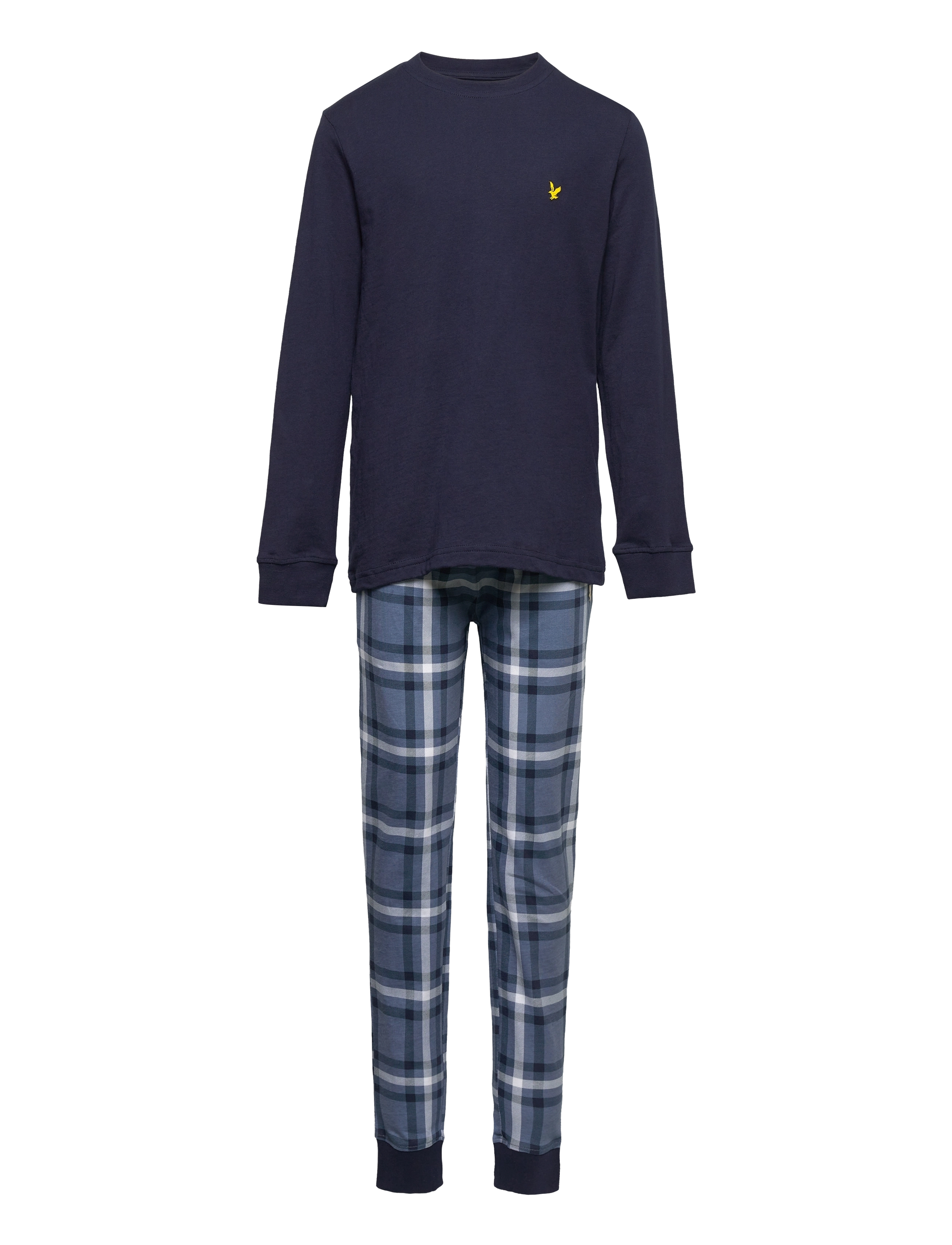 Lyle & Scott Junior - LS Tee and Check Bottoms Lounge Set - navy blazer - 0