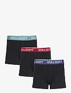 Solid Boxed 3 Pair Boxers - BLACK