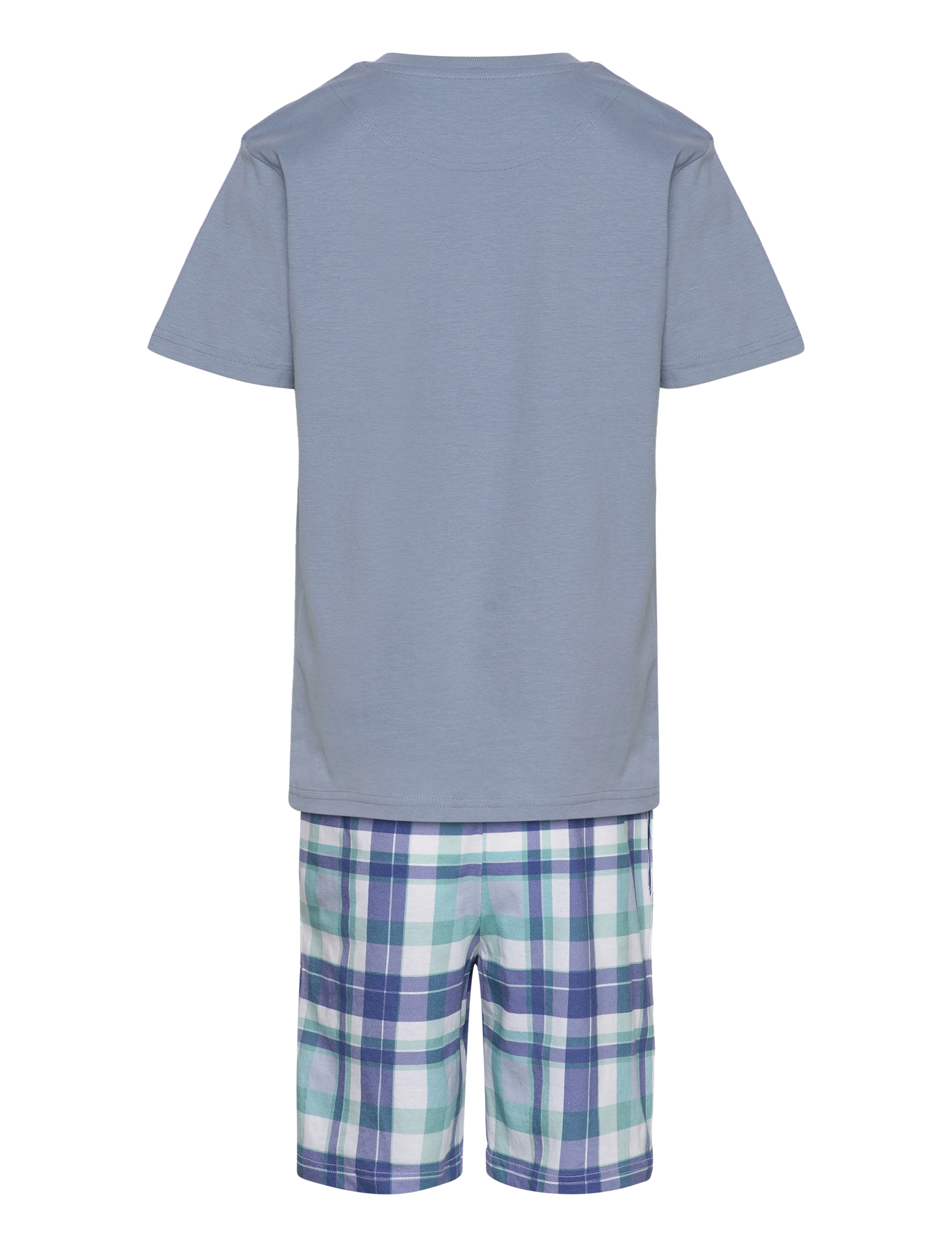 Lyle & Scott Junior - SS Tee and Check Lounge Set - faded denim - 1
