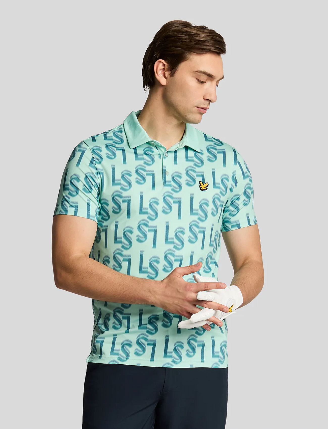 Lyle & Scott Sport Ls Monogram Printed Polo Shirt - Blue - M 2