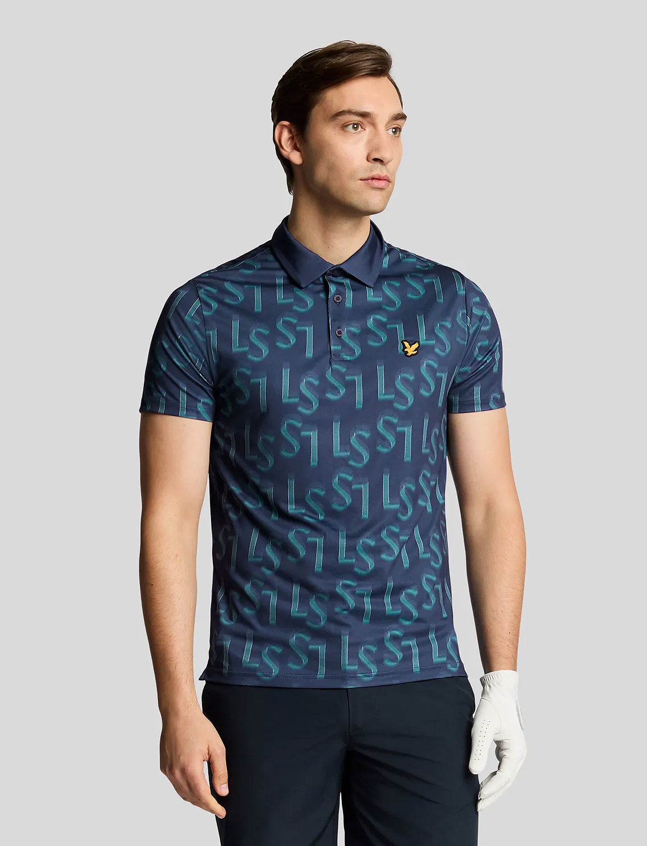 Lyle & Scott Sport Ls Monogram Printed Polo Shirt - Blue - M 1