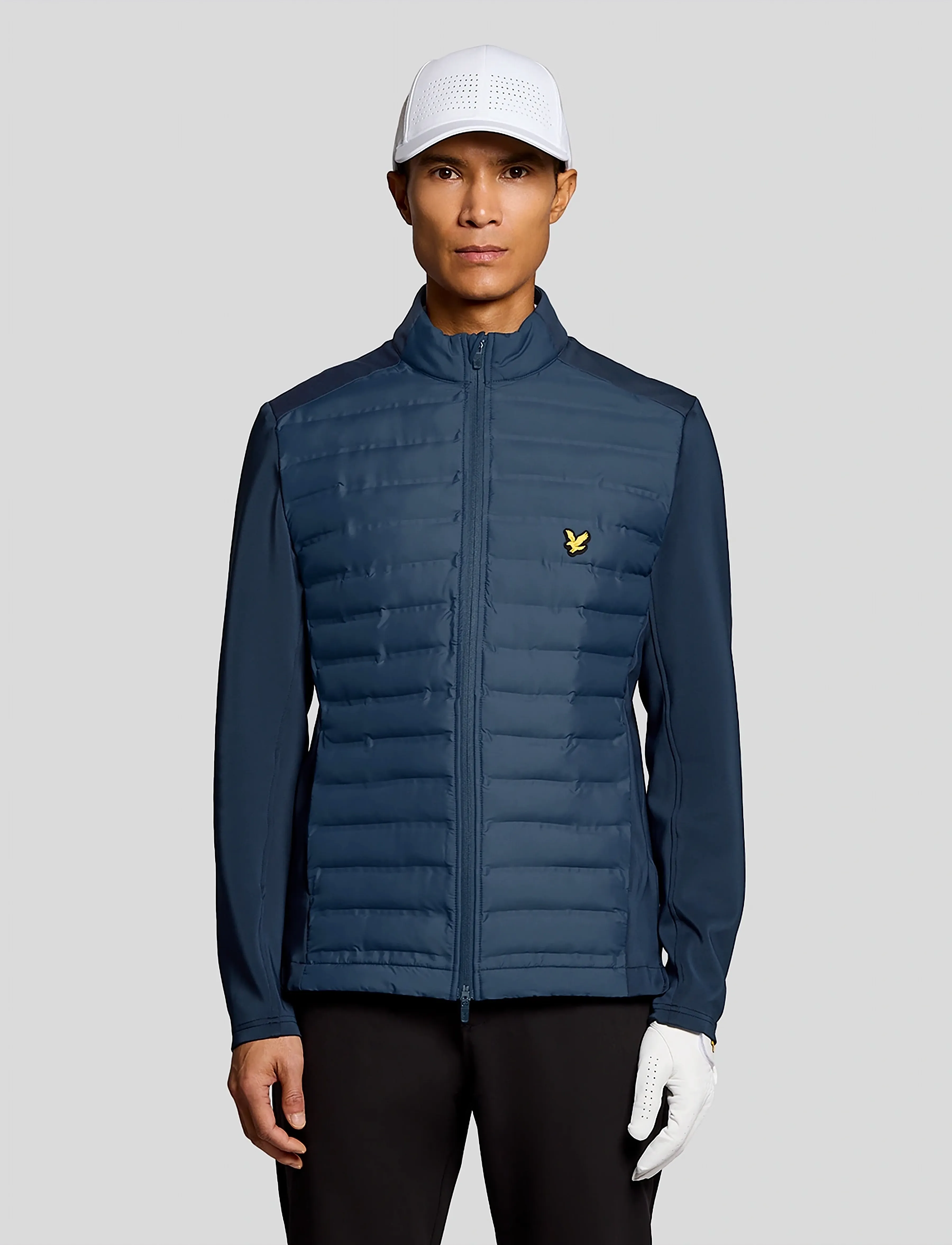 Lyle & Scott Sport Hybrid Quilted Full Zip Golf Jacket, Mænd, Hybrid Quiltet Golfjakke, Navy, Str: XL