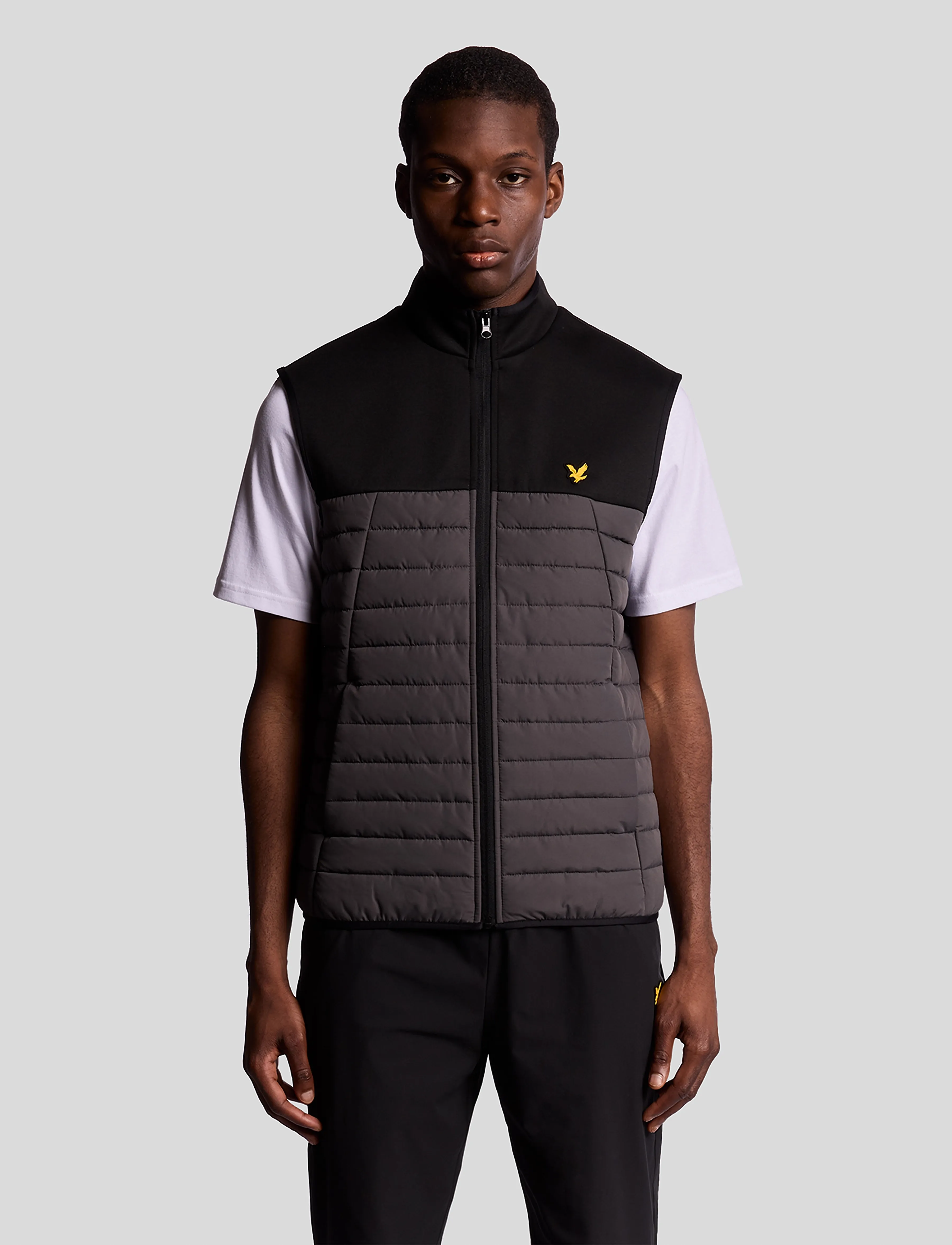 Lyle & Scott Sport Sports Fleece Hybrid Gilet - Veste - X617 JET BLACK/ GRANITE / grey