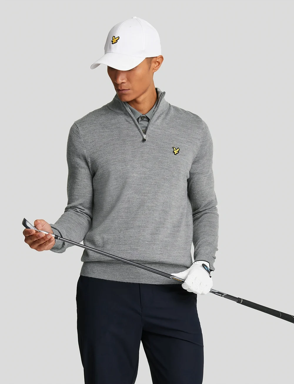 Lyle & Scott Sport - Golf Quarter Zip Merino Jumper - overdele - t28 mid grey marl - 0