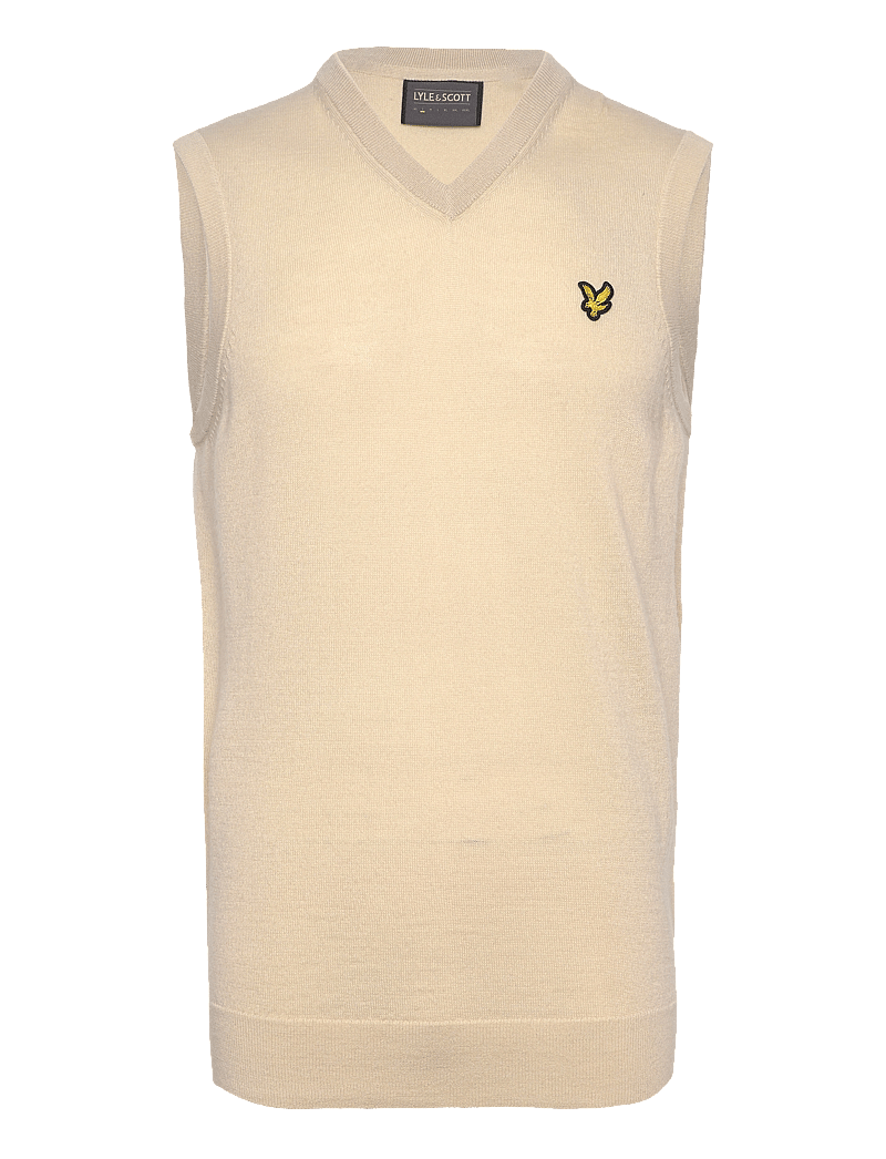 Lyle & Scott Sport - Merino Blend Knitted V-Neck Vest - Överdelar - z745 sesame - 1