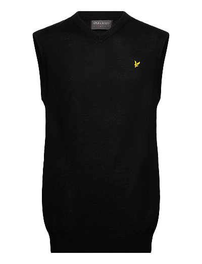 Lyle & Scott Sport Merino Blend Knitted V-Neck Vest - Oberteile - Z865 JET BLACK / black