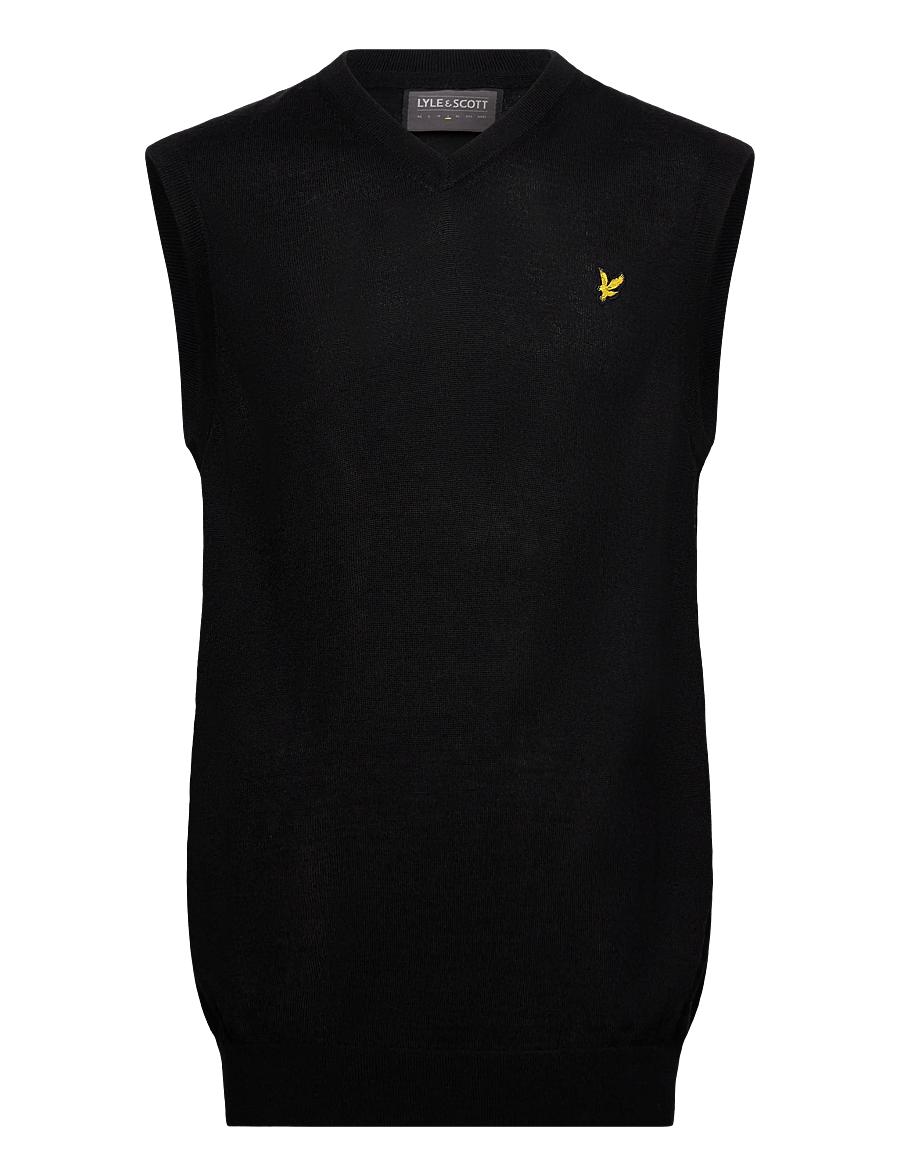 Lyle & Scott Sport - Merino Blend Knitted V-Neck Vest - hauts - z865 jet black - 1