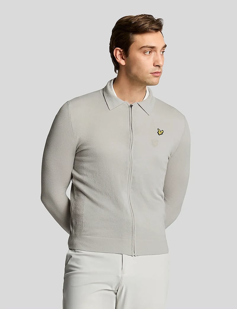 Lyle & Scott Sport - Lightweight Knitted Collared Cardigan - overdele - z04 pebble - 0