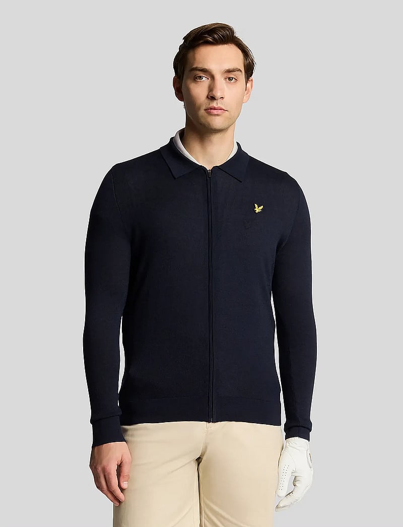 Lyle & Scott Sport - Lightweight Knitted Collared Cardigan - viršutinės dalies drabužiai - z271 dark navy - 0