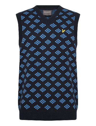Lyle & Scott Sport Golf V Neck Cotton Argyle Vest - Outerwear - Z271 DARK NAVY / navy