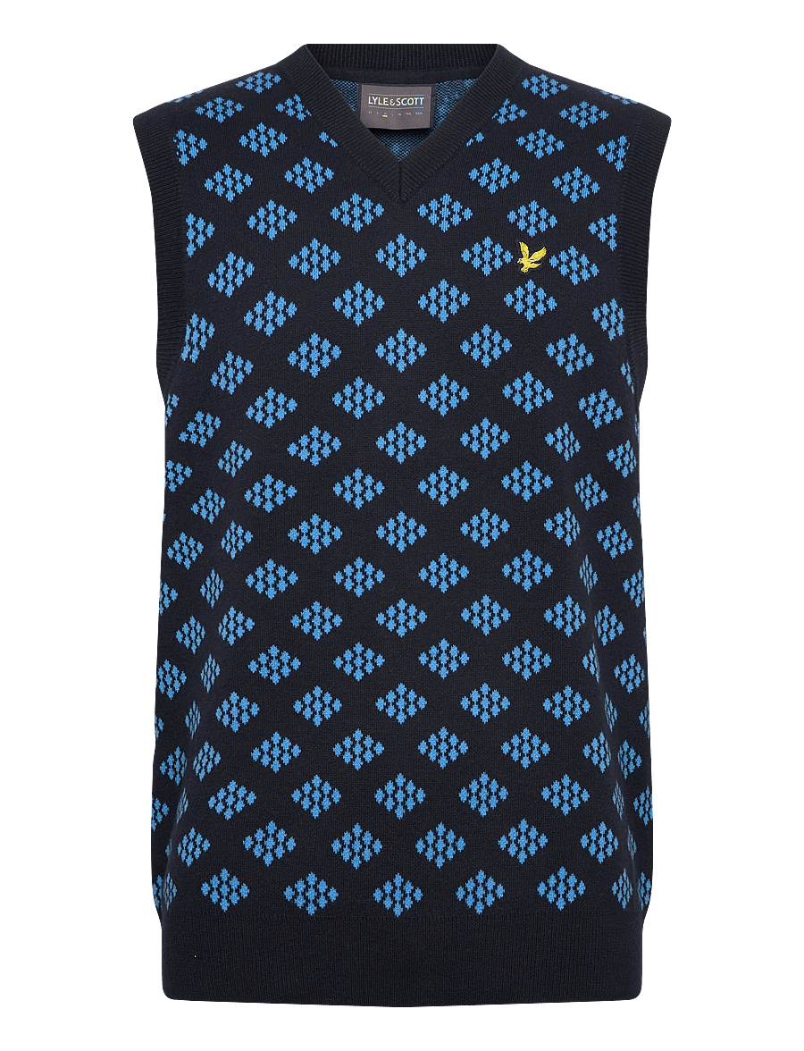 Lyle & Scott Sport - Golf V Neck Cotton Argyle Vest - vestes tricot - z271 dark navy - 0