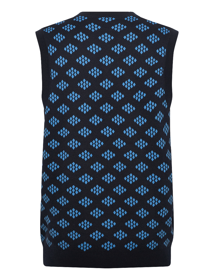 Lyle & Scott Sport - Golf V Neck Cotton Argyle Vest - vestes tricot - z271 dark navy - 1