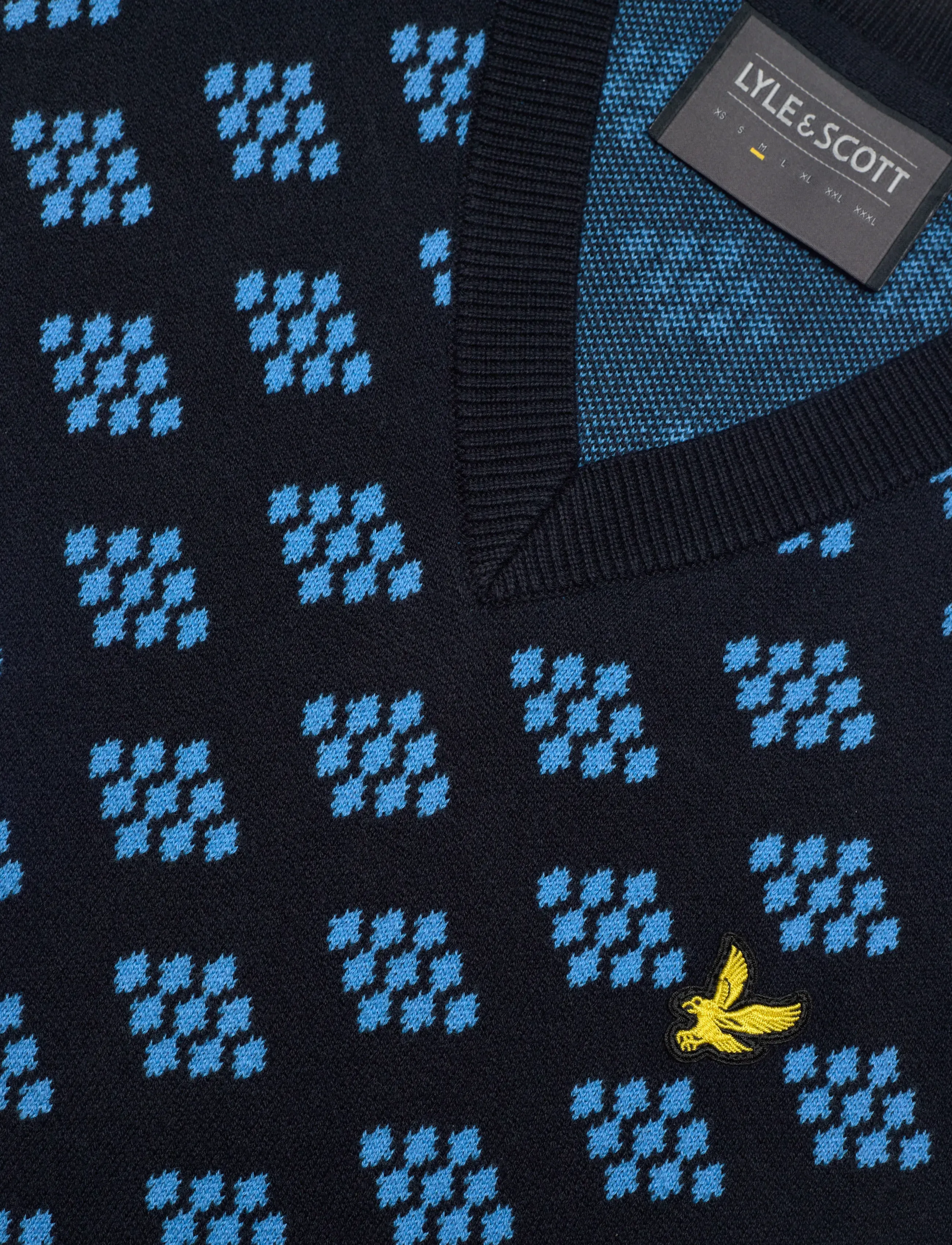 Lyle & Scott Sport - Golf V Neck Cotton Argyle Vest - knitted vests - z271 dark navy - 2