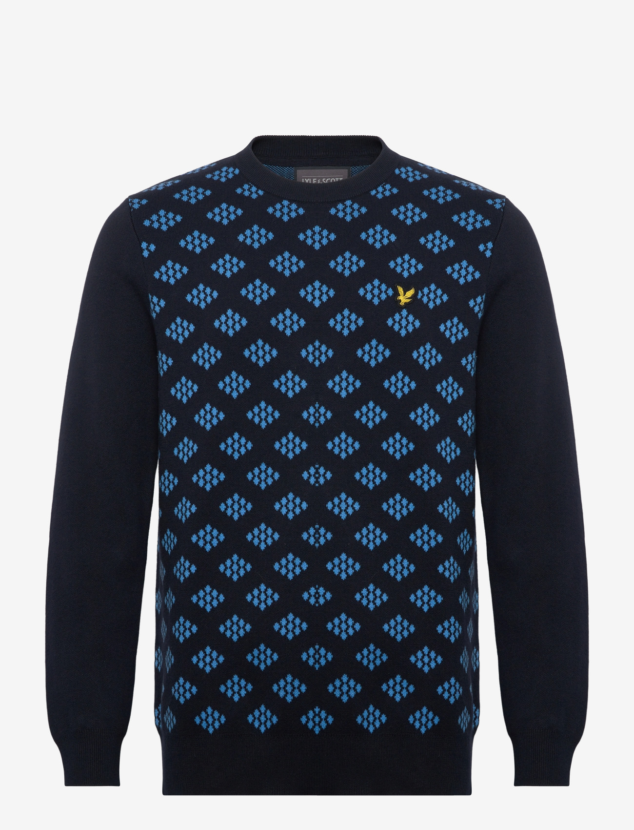 Lyle & Scott Sport - Golf Crew Neck Cotton Argyle Jumper - tops - z271 dark navy - 0