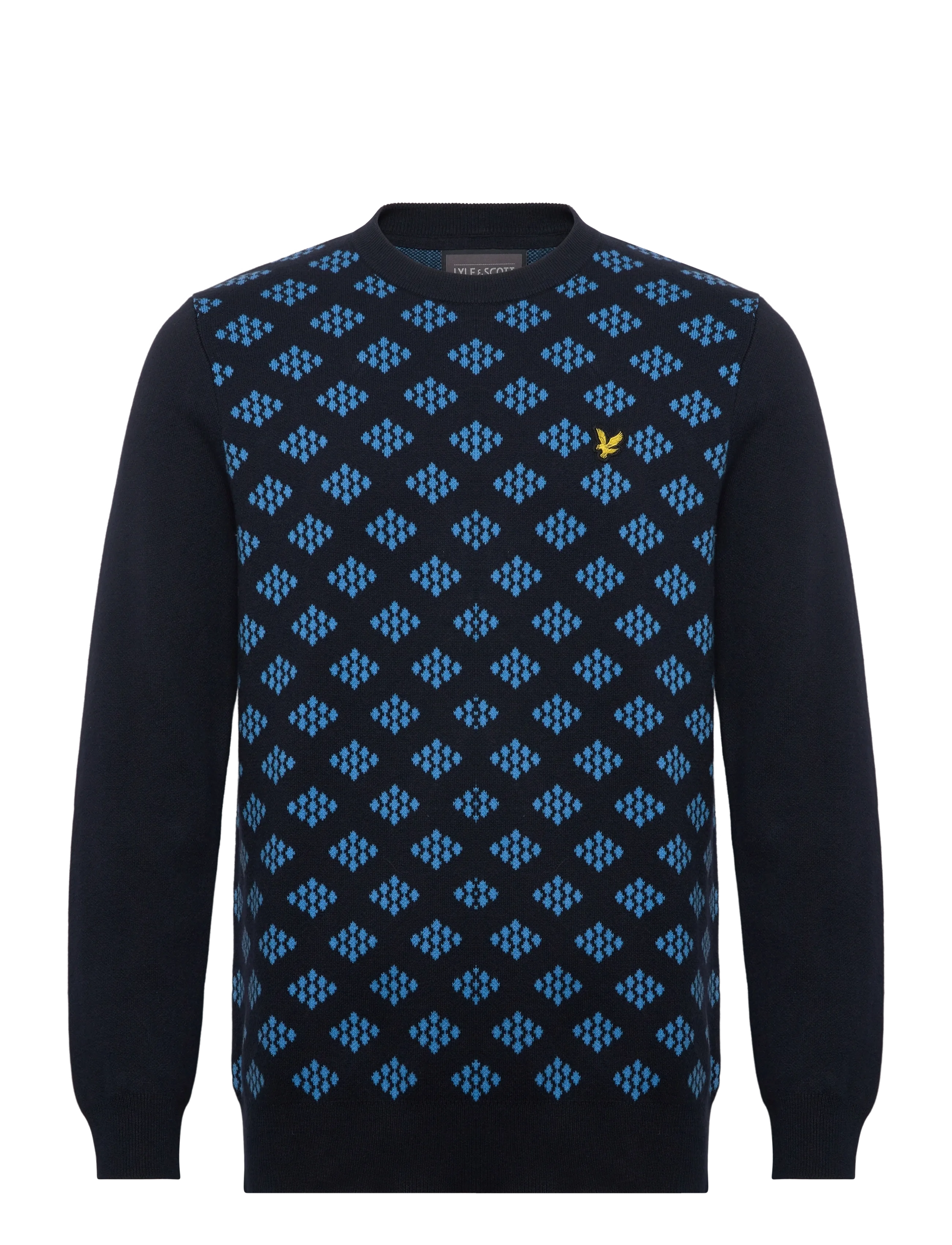 Lyle & Scott Sport Golf Crew Neck Cotton Argyle Jumper - Stickat - Z271 DARK NAVY / navy