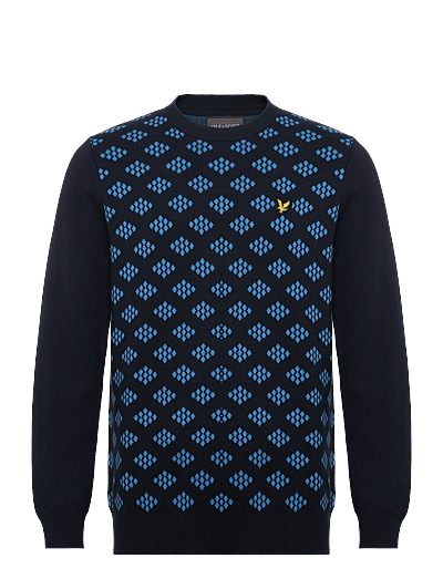 Lyle & Scott Sport Golf Crew Neck Cotton Argyle Jumper - Kleidung - Z271 DARK NAVY / navy