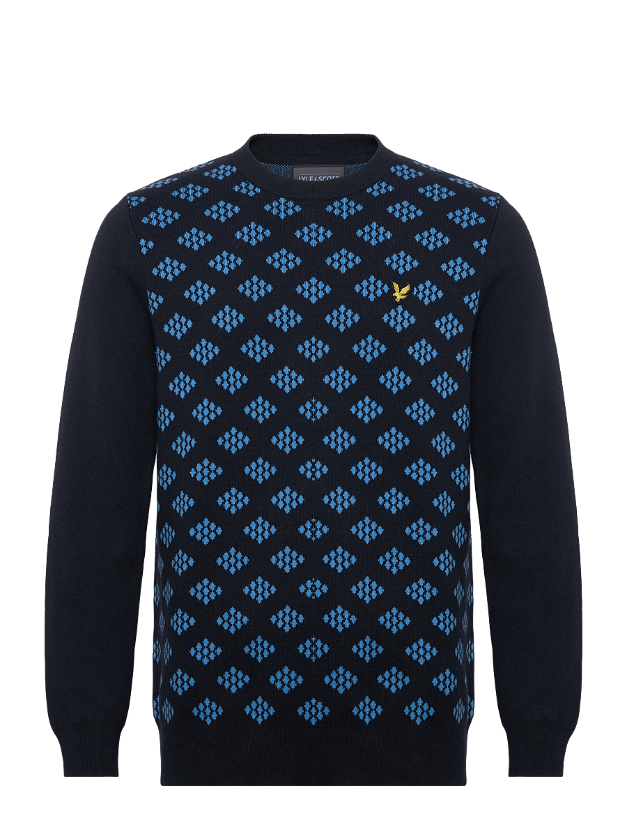 Lyle & Scott Sport - Golf Crew Neck Cotton Argyle Jumper - overdele - z271 dark navy - 0