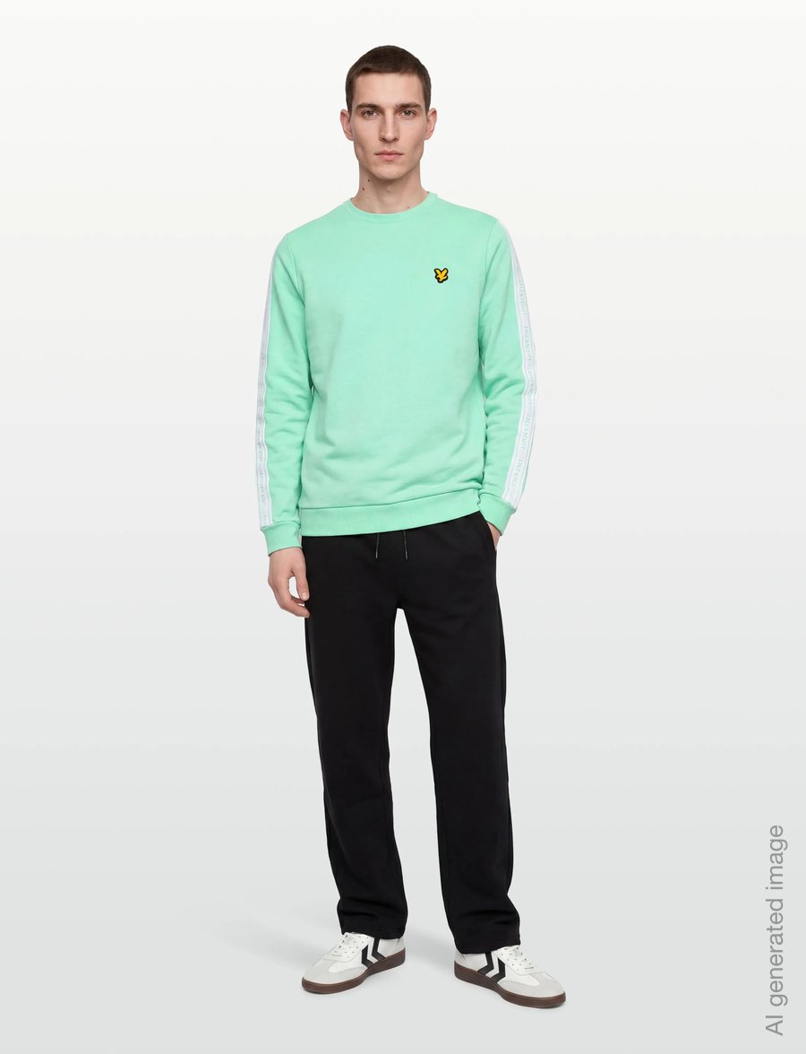 Lyle & Scott Sport - Jacquard Tape Crew Neck - sweatshirts - cool mint - 0