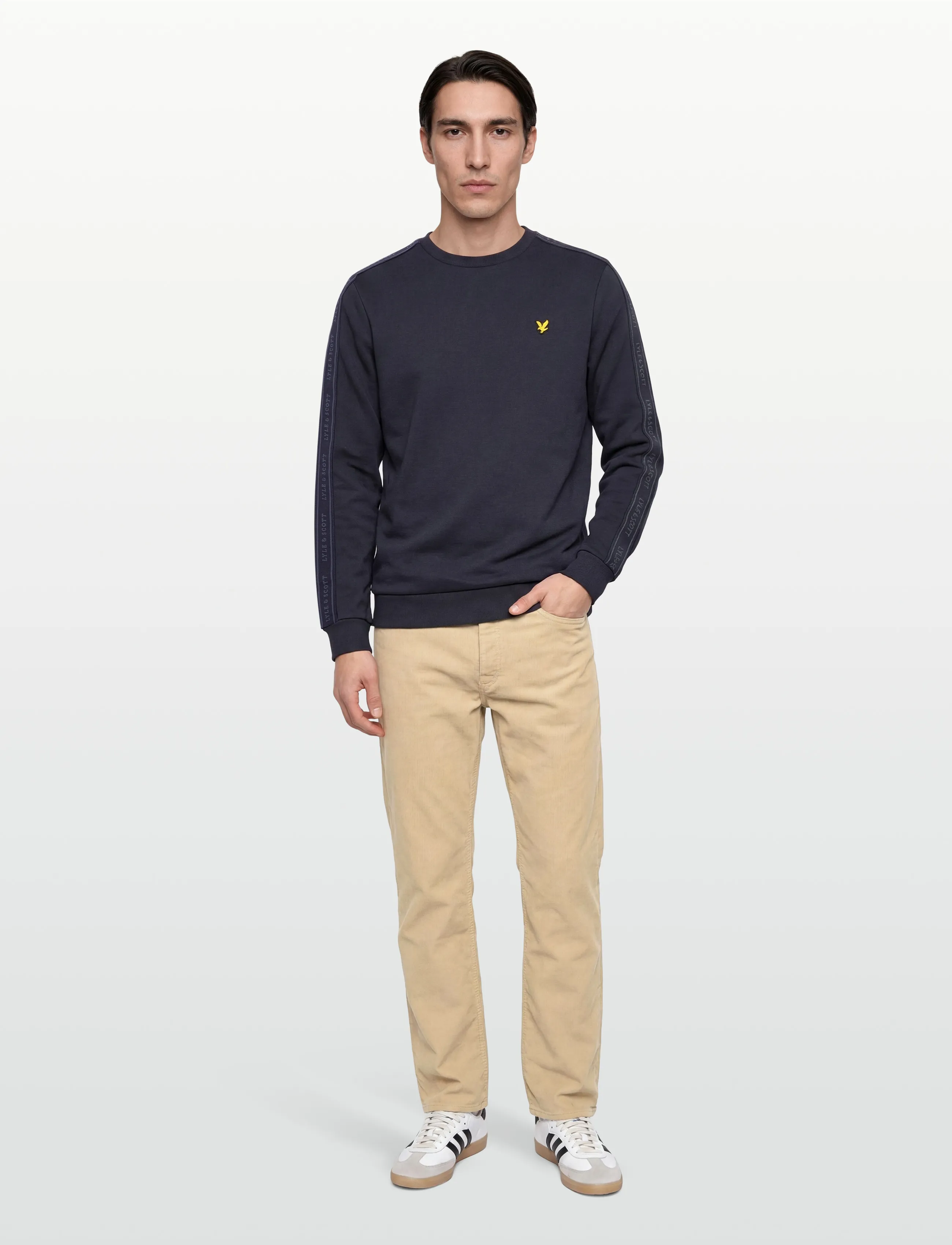 Lyle & Scott Sport Jacquard Tape Crew Neck - Autumn deals - DARK NAVY / navy