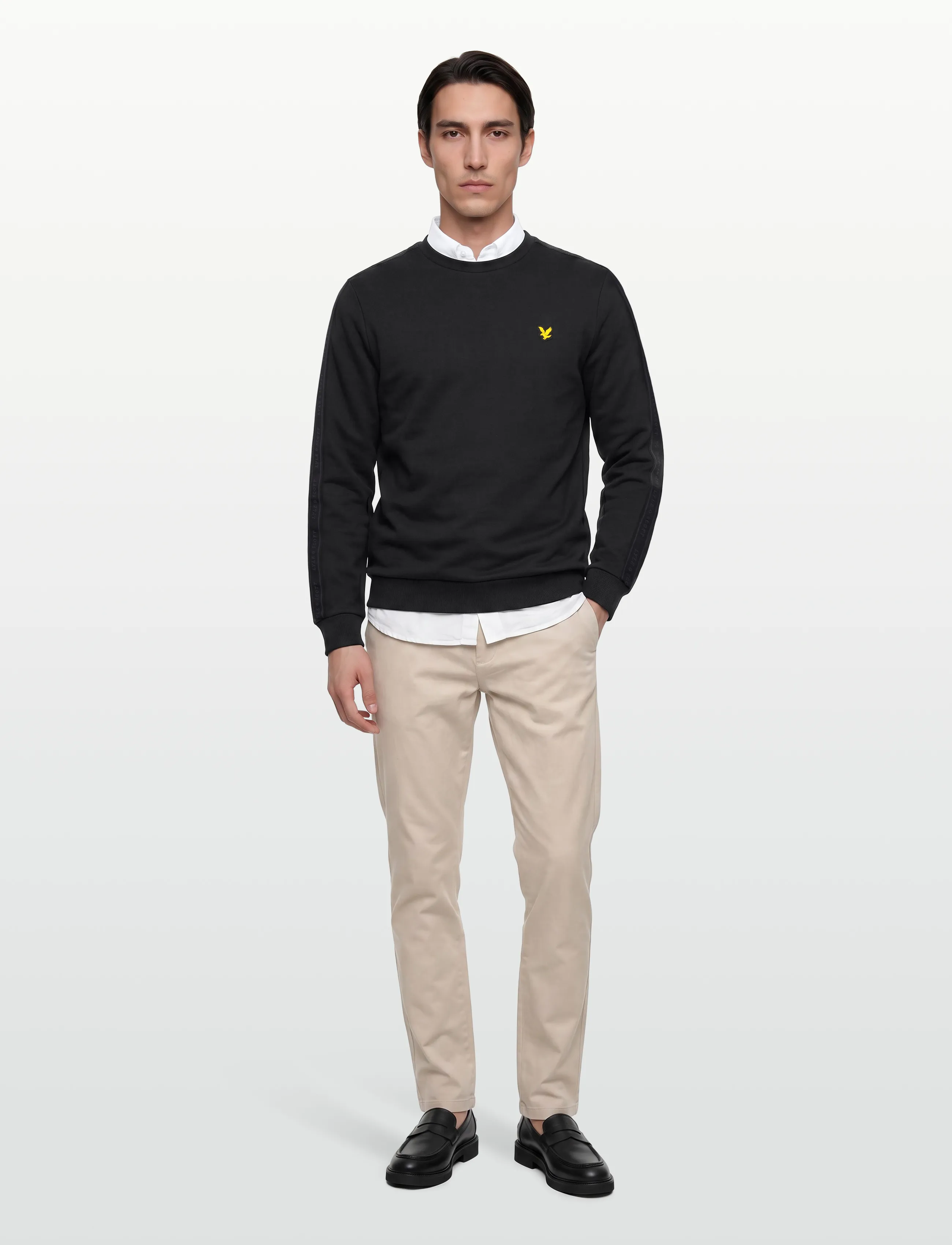 Lyle & Scott Sport Jacquard Tape Crew Neck, S, Sweatshirts Hoodies, Schwarz - Sweatshirts, Männerswear